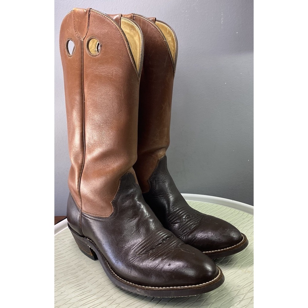 Hondo Men's Leather Brown&Tan  Cowboy Boots‎ Riding Biker Boots Sz. 7.5D